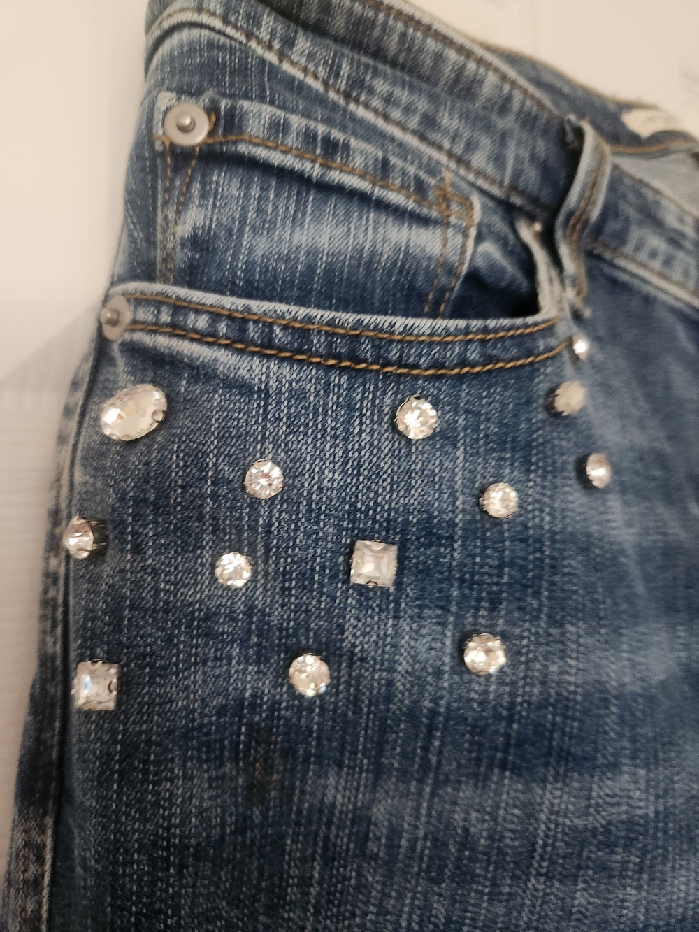 torrid Blue Rhinestone Wide-Leg Jeans - Picture 5 of 7
